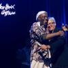 Claude Nobs et Buddy Guy sur la scène du Montreux Jazz Festival, le 7 juillet 2012. Le créateur de cette manifestation musicale est décédée en début d'année 2013.