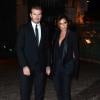 David et Victoria Beckham, ultrachic en noir durant la Fashion Week de Londres, assistent un événement de la fondation Global Fund. Le 16 septembre 2013.