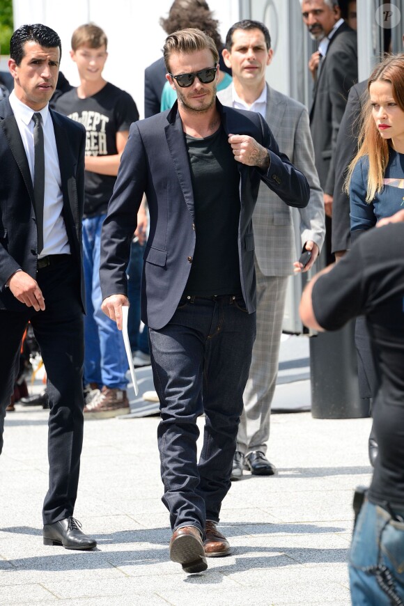 David Beckham lors du défilé homme Louis Vuitton printemps-été 2014. Paris, le 27 juin 2013.