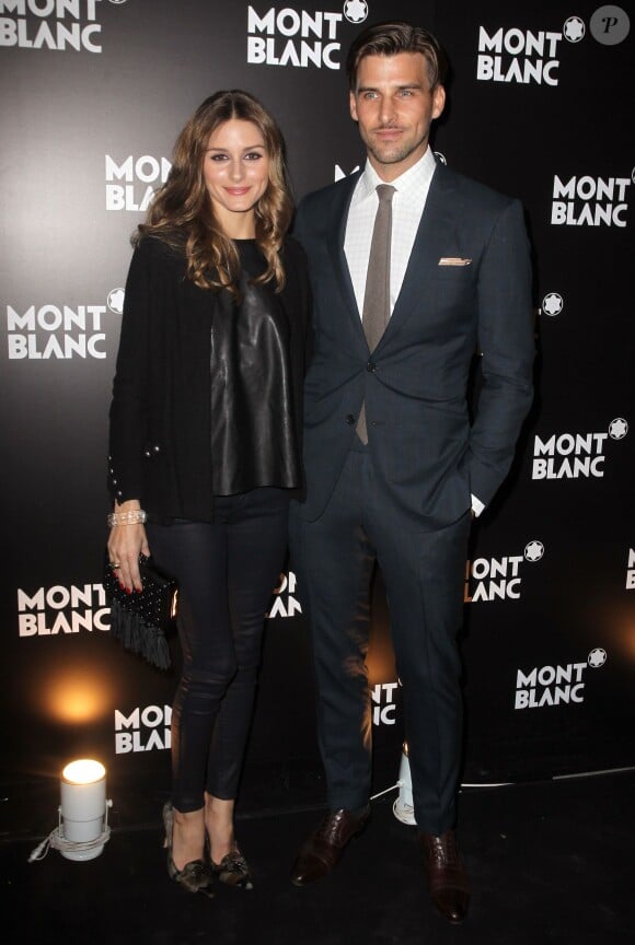 Olivia Palermo et Johannes Huebl assistent à l'ouverture d'une nouvelle boutique Mont Blanc à New York. Le 22 octobre 2013.