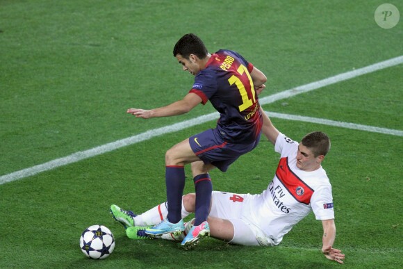 Marco Verratti rageur lors du match de Ligue des Champions Barcelone - Paris St Germain au Camp Nou à Barcelone le 10 avril 2013.