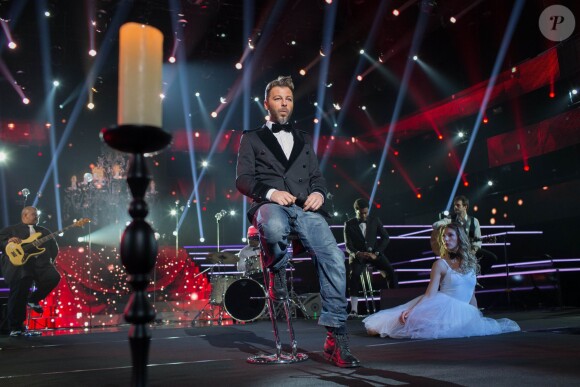 Exclusif - Christophe Maé lors de l'enregistrement de l'émission "Ce soir on chante les tubes 2013" diffusée le 3 janvier 2014 sur TF1 et présentée par Estelle Denis