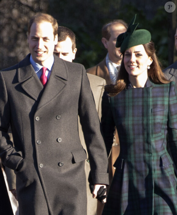Le prince William et Kate Middleton à la messe de Noël à l'église St Mary Magdalene à Sandringham, le 25 décembre 2013.
