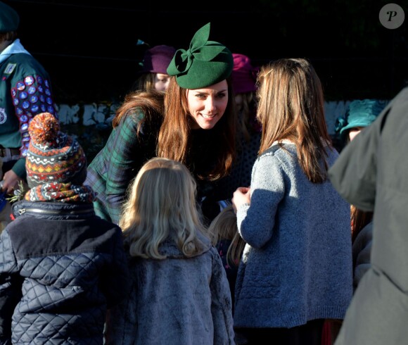Kate Middleton à la messe de Noël à l'église St Mary Magdalene à Sandringham, le 25 décembre 2013.