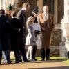 Le prince William, Catherine Kate Middleton, la duchesse de Cambridge, le prince Edward, comte de Wessex, Sophie, la comtesse de Wessex, et leur fille Lady Louise à la messe de Noël à l'église St Mary Magdalene à Sandringham, le 25 décembre 2013.