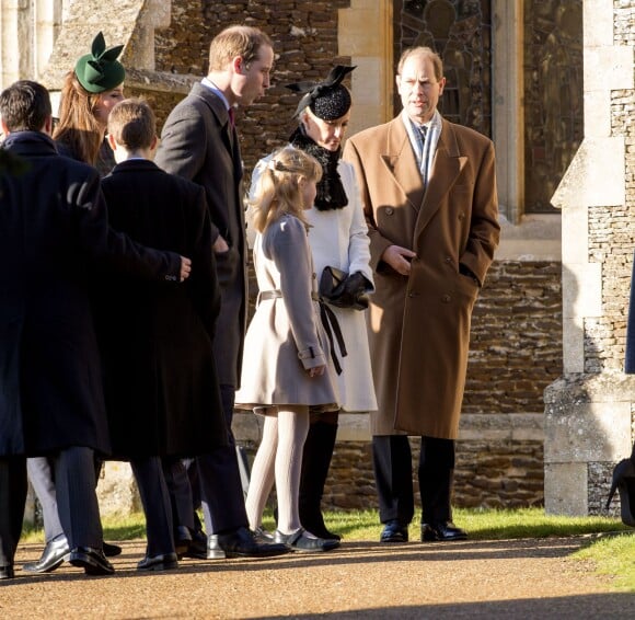 Le prince William, Catherine Kate Middleton, la duchesse de Cambridge, le prince Edward, comte de Wessex, Sophie, la comtesse de Wessex, et leur fille Lady Louise à la messe de Noël à l'église St Mary Magdalene à Sandringham, le 25 décembre 2013.