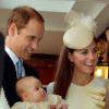 Le prince William et Kate Middleton ont baptisé leur fils, le prince George de Cambridge, en la chapelle royale du palais St James à Londres. Le 23 octobre 2013.