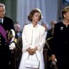 Le roi Albert II de Belgique, la reine Fabiola et la reine Paola lors des obsèques de Baudouin Ier en août 1993