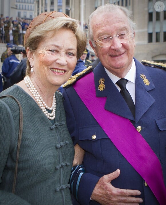 La reine Paola et le roi Albert II de Belgique lors de la Fête nationale le 21 juillet 2012