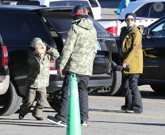 Exclusif - Gwen Stefani, enceinte, poursuit ses vacances dans la station de ski de Mammoth en Californie, avec sa petite famille. Le 31 décembre 2013.