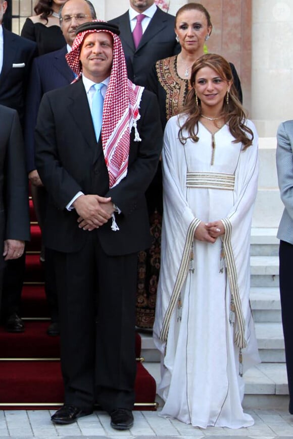 Le prince Faisal de Jordanie, frère du roi Abdullah II, et son ex-femme Sarah lors de leur mariage à Amman le 24 mai 2010