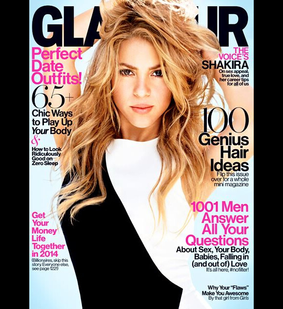 Shakira en couverture de Glamour, février 2014.