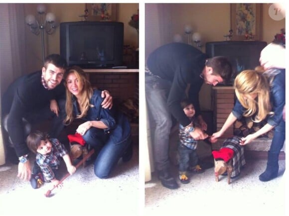 Shakira, Gerard Piqué et leur fils Milan, le 26 décembre 2013.