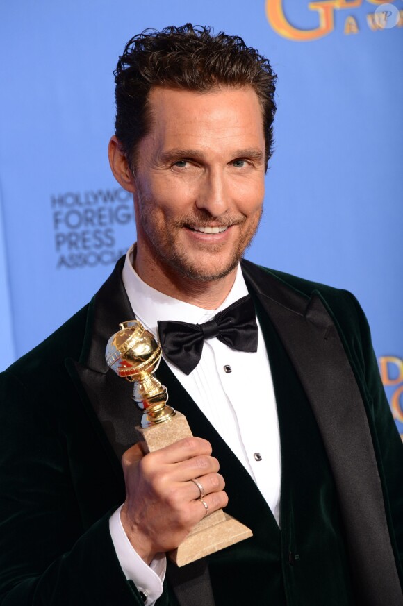 Matthew McConaughey meilleur acteur dans un film dramatique lors des Golden Globe Awards au Beverly Hilton Hotel à Los Angeles, le 12 janvier 2014.