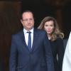 François Hollande et Valérie Trierweiler lors des obsèques de Patrice Chereau en l'église Saint-Sulpice à Paris le 16 octobre 2013