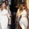 Kim Kardashian à gauche (Bestimage) et Khloé à droite (Abaca) portent le même look à quelques jours d'intervalle.