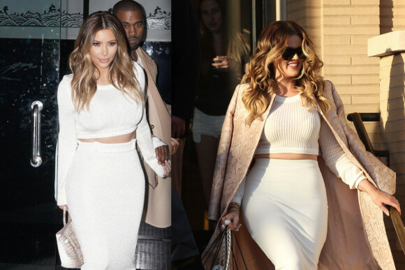Kim Kardashian à gauche (Bestimage) et Khloé à droite (Abaca) portent le même look à quelques jours d'intervalle.