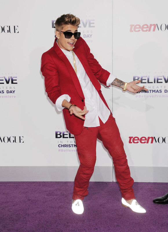 Justin Bieber lors de la première du film "Justin Bieber's Believe" à Los Angeles, le 18 décembre 2013.