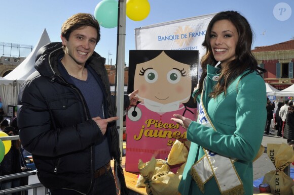 Marine Lorphelin et Clément Lefert lors de la grande fête des Pièces Jaunes à Nice le 9 février 2013