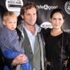 Josh Lucas avec sa femme Jessica Henriquez en compagnie de leur fils Noah à New York, le 22 novembre 2013.