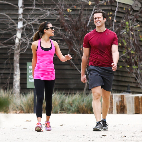 Lea Michele et Jonathan Groff font du sport à Los Angeles, le 24 janvier 2014.