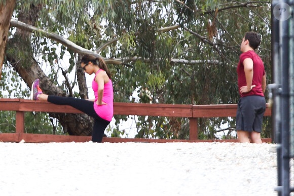Lea Michele et Jonathan Groff font du sport à Los Angeles, le 24 janvier 2014.