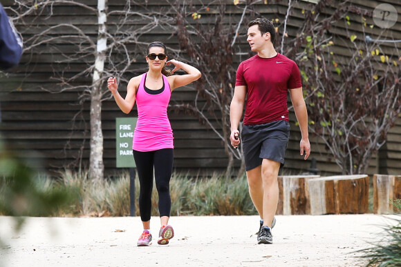 Lea Michele et Jonathan Groff font du sport à Los Angeles, le 24 janvier 2014.