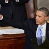 Barack Obama a effectué son annuel discours sur l'état de l'Union, devant les membres du Congrès, ainsi que le vice-président Joe Biden, et sa femme Michelle Obama, à Washington, le 28 janvier 2014.