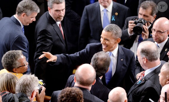 Le président Barack Obama a effectué son annuel discours sur l'état de l'Union, devant les membres du Congrès, ainsi que le vice-président Joe Biden, et sa femme Michelle Obama, à Washington, le 28 janvier 2014.