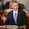 Barack Obama a effectué son annuel discours sur l'état de l'Union, devant les membres du Congrès, ainsi que le vice-président Joe Biden, et sa femme Michelle Obama, à Washington, le 28 janvier 2014.