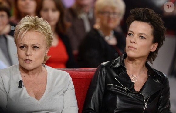 EXCLU - Muriel Robin et Anne Le Nen lors de l'enregistrement de l'émission Vivement Dimanche à Paris le 29 janvier 2013. L'émission sera diffusée le 2 février