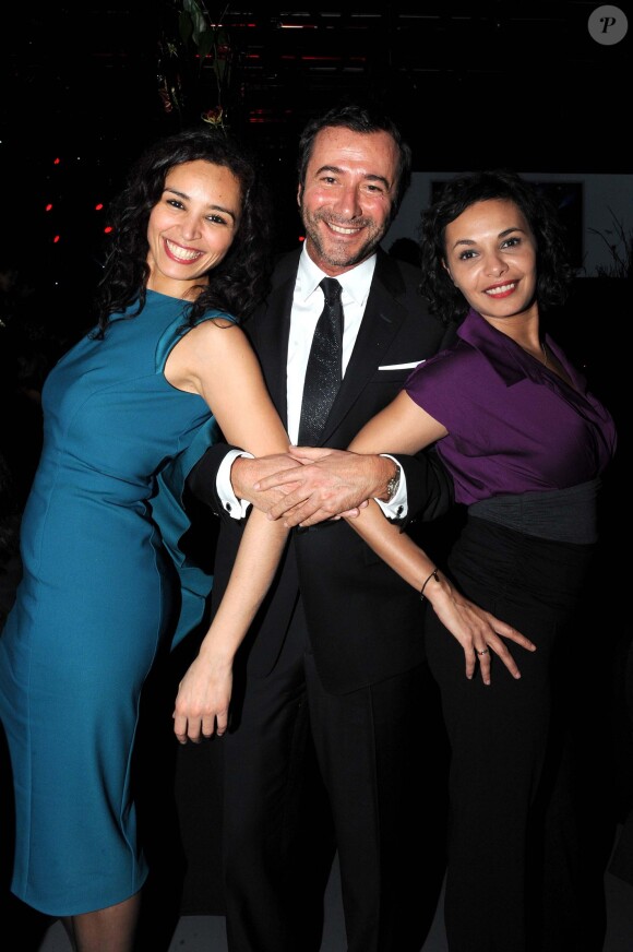 Aïda Touihri, Bernard Montiel et Saïda Jawad lors de la soirée de gala de la fondation Womanity à Genève le 30 janvier 2014