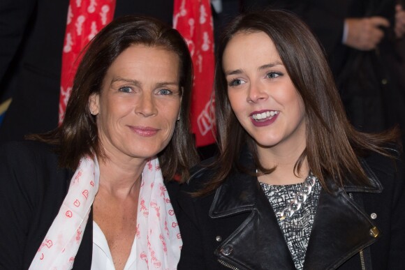 La princesse Stéphanie de Monaco et sa fille Pauline Ducruet ont assisté à la première journée du Festival du Cirque New Generation, le 1er février 2014 sous le chapiteau de Fontvieille à Monaco