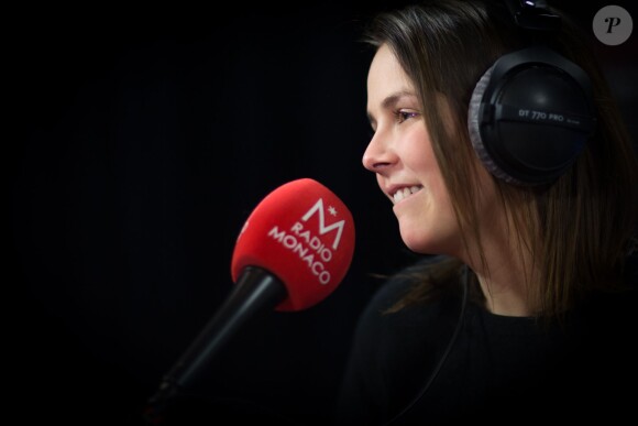 Pauline Ducruet lors de l'émission de Radio Monaco sur le Festival New Generation animée par sa mère la princesse Stéphanie le 31 Janvier 2014