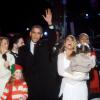 Barack Obama et Mariah Carey en famille lors du 90e annual National Christmas Tree Lighting à Washington, le 6 décembre 2013.