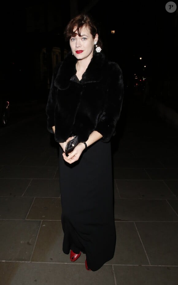 Jasmine Guinness arrive à la National Portrait Gallery pour assister au vernissage de l'exposition Bailey's Stardust du photographe David Bailey. Londres, le 3 février 2014.