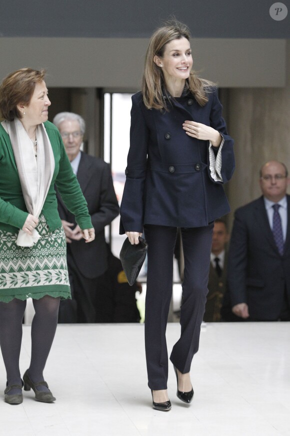 La princesse Letizia d'Espagne présidait le 4 février 2014 à Madrid, dans le cadre de la Journée mondiale contre le cancer, la troisième édition du Forum contre la cancer - ''Pour une approche intégrale''.