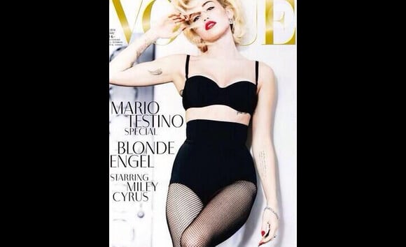 Miley Cyrus en couverture du magazine Vogue Allemand, en février 2014.