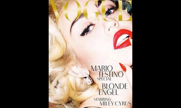 Miley Cyrus métamorphosée et ultra-glamour en couverture du magazine Vogue Allemand, en février 2014.
