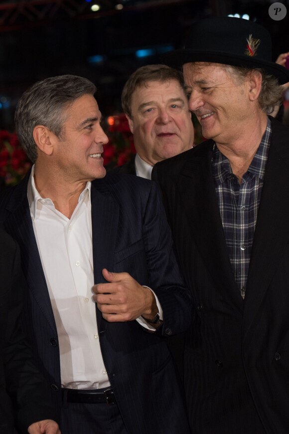 George Clooney et Bill Murray à Berlin le 8 février 2014 pour l'avant-première de "The Monuments Men"