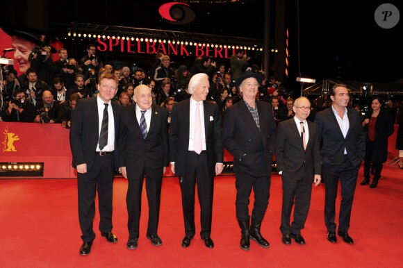 Justus von Dohnányi, Harry Ettlinger, Robert Edsel, Bill Murray, Bob Balaban, Jean Dujardin à Berlin le 8 février 2014 pour l'avant-première de "The Monuments Men"