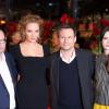 Lars von Trier, Uma Thurman, Christian Slater et Stacy Martin lors de la présentation du film Nymphomaniac - Volume I (version non censurée), au 64e Festival International du Film de Berlin, le 9 février 2014.