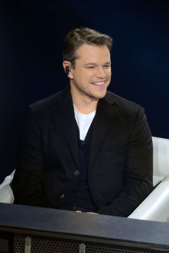 Matt Damon sur le plateau de l'émission Che Tempo Che Fa à Milan, le 9 février 2014.