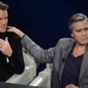 Matt Damon, George Clooney sur le plateau de l'émission Che Tempo Che Fa à Milan, le 9 février 2014.
