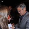 George Clooney sort de l'émission Che Tempo Che Fa à Milan, le 9 février 2014.