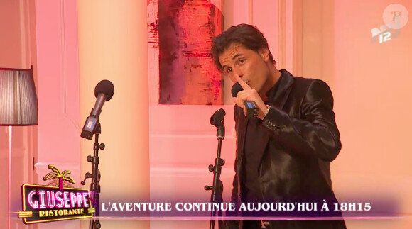 Giuseppe en larmes le jour de son anniversaire, en pensant à ses enfants dans "Giuseppe Ristorante, une affaire de famille". Le 11 février 2014.