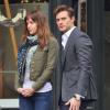 Jamie Dornan et Dakota Johnson sur le tournage du film "50 Nuances de Grey" a Vancouver. Le 19 décembre 2013.