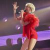 Miley Cyrus en concert lors de sa tournée "Bangerz" au "Rogers Arena" à Vancouver, Canada, le 14 février 2014.