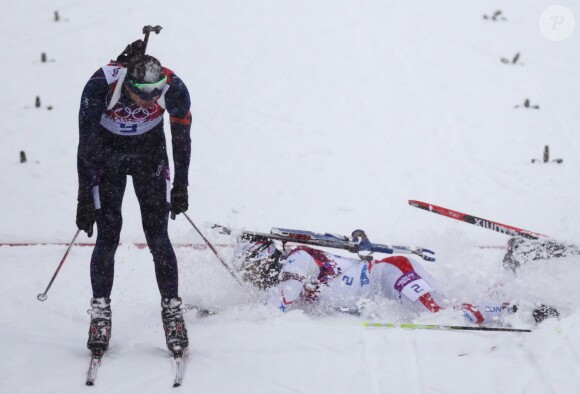 Martin Fourcade a terminé second du mass start en biathlon, décrochant une médaille d'argent au cours d'une course haletante, le 18 février 2014 lors des Jeux olympiques de Sotchi