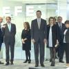 Le prince Felipe et la princesse Letizia d'Espagne ont inauguré ensemble le 13 février 2014 les nouveaux locaux de l'agence de presse EFE, avenue de Burgos, à Madrid.